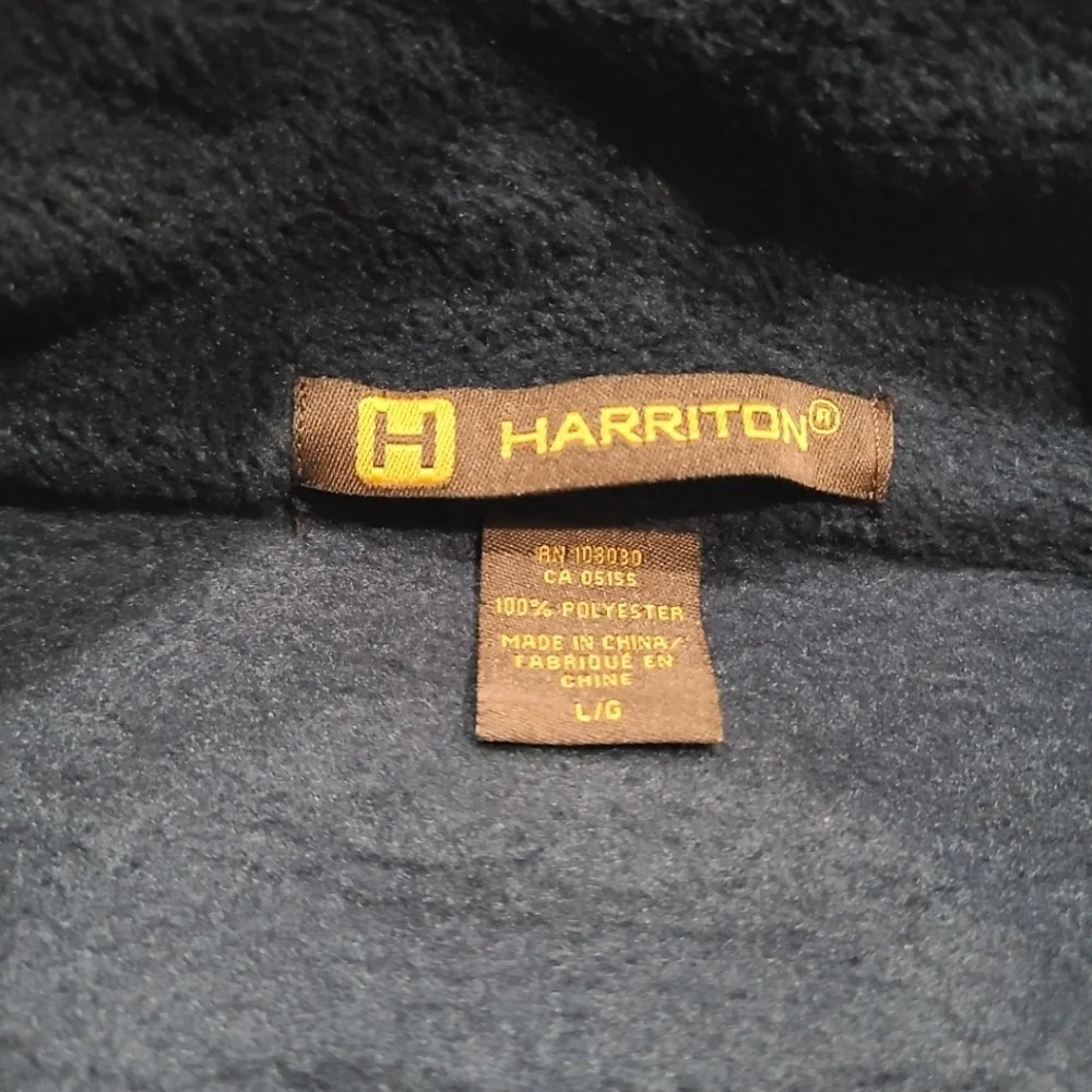 NWOT Harriton men's fleece pullover Quater Zip sz.L navy blue (d7)